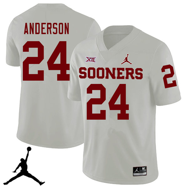 Jordan Brand Men #24 Rodney Anderson Oklahoma Sooners 2018 College Football Jerseys Sale-White - Click Image to Close